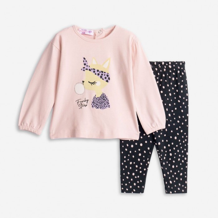 Βρεφικό σετ κολάν-μπλούζα για κορίτσι ροζ 225-921101-1 Funky