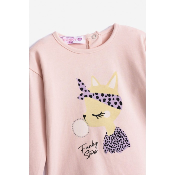 Βρεφικό σετ κολάν-μπλούζα για κορίτσι ροζ 225-921101-1 Funky