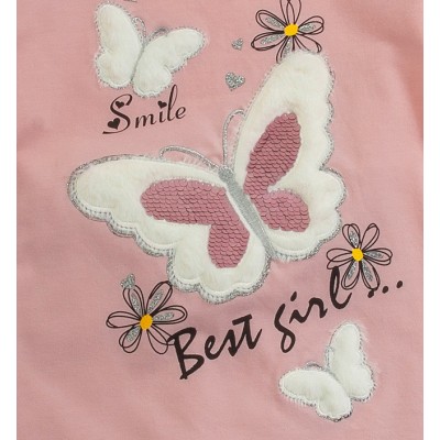 Παιδικό σετ μπλούζα μακρυμάνικη - κολάν για κορίτσι ροζ-γκρι Funky 222-721123-1