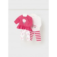 Βρεφικό σετ μπλούζες-κολάν για κορίτσι 24-01716-092 πορτοκαλί Mayoral Newborn