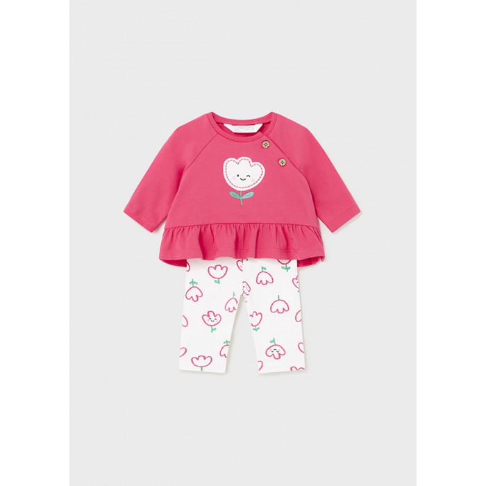 Βρεφικό σετ μπλούζες-κολάν για κορίτσι 24-01716-092 πορτοκαλί Mayoral Newborn