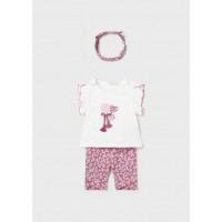 Βρεφικό σετ κορδέλα-μπλούζα-κολάν κάπρι για κορίτσι λευκό 24-01792-014 Mayoral Newborn