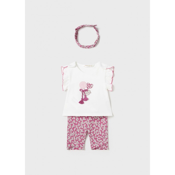 Βρεφικό σετ κορδέλα-μπλούζα-κολάν κάπρι για κορίτσι λευκό 24-01792-014 Mayoral Newborn