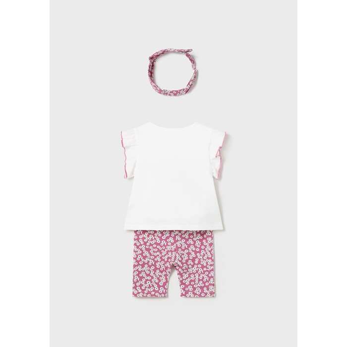 Βρεφικό σετ κορδέλα-μπλούζα-κολάν κάπρι για κορίτσι λευκό 24-01792-014 Mayoral Newborn