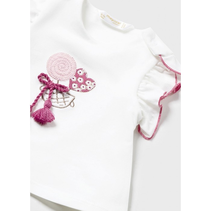 Βρεφικό σετ κορδέλα-μπλούζα-κολάν κάπρι για κορίτσι λευκό 24-01792-014 Mayoral Newborn