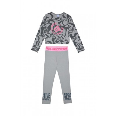 Παιδικό σετ με κολάν & crop top για κορίτσι γκρί 242-4002-160 Sprint