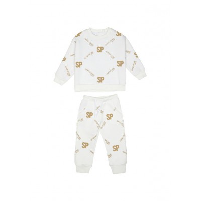 Βρεφικό/παιδικό σετ φόρμας φούτερ για κορίτσι λευκό-χρυσαφί 242-2044-133 Sprint