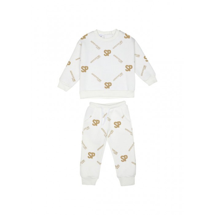 Βρεφικό/παιδικό σετ φόρμας φούτερ για κορίτσι λευκό-χρυσαφί 242-2044-133 Sprint