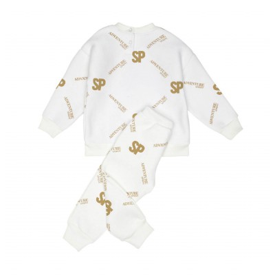 Βρεφικό/παιδικό σετ φόρμας φούτερ για κορίτσι λευκό-χρυσαφί 242-2044-133 Sprint