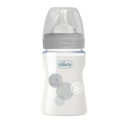 Μπιμπερό γυάλινο Well Being με θηλή σιλικόνης 0m+ 150ml Grey Circles Chicco 28711-30