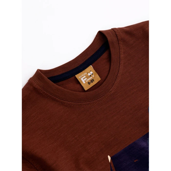 Παιδική μπλούζα μακρυμάνικη για αγόρι muse brown 224-106119-1 Funky